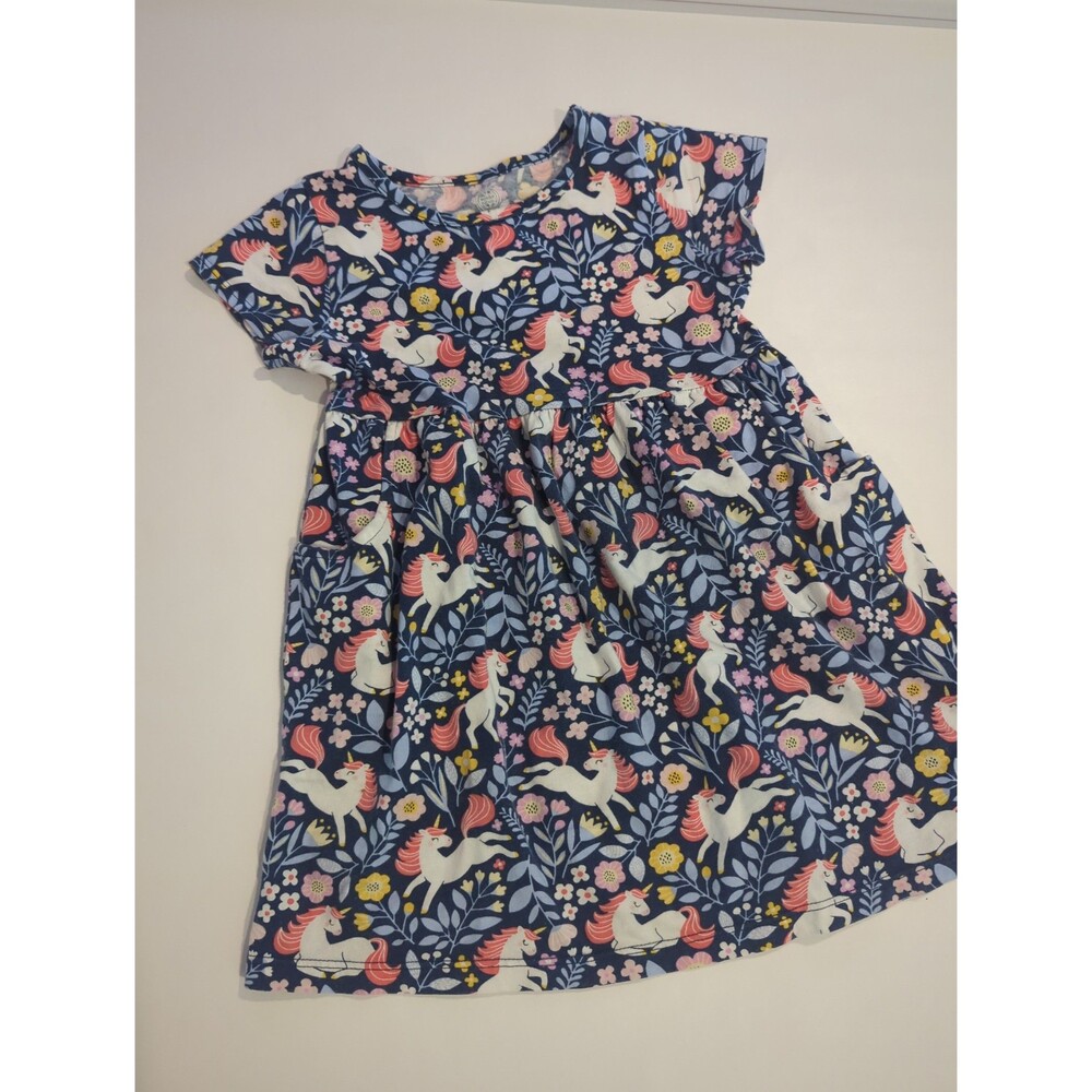 Unicorn flowers springtime knit pullover twirl dress size 4T